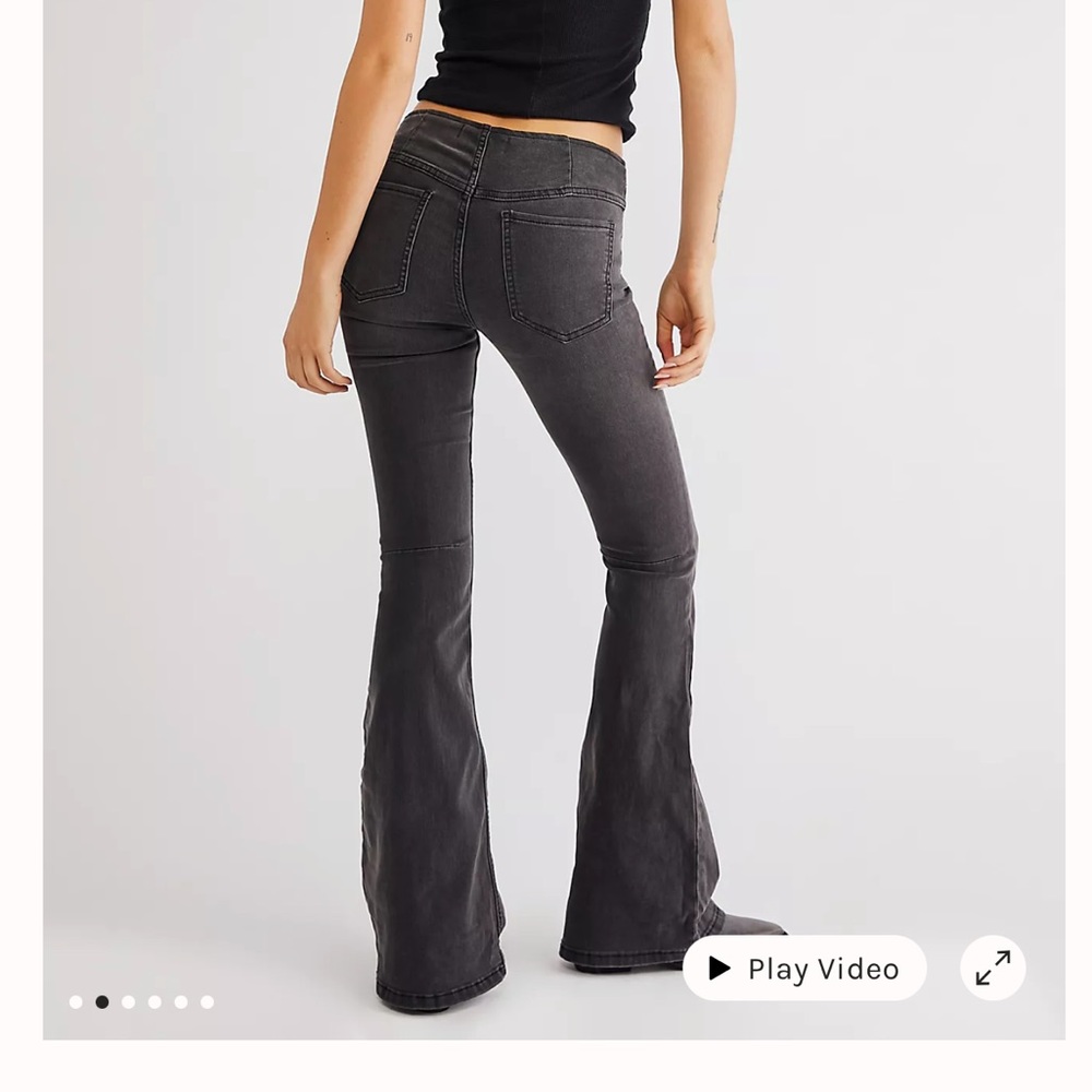 Free people penny pull on black denim flare jean